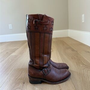 Brown Leather 7.5 Tall 150 Year Anniversary Edition Stars and Stripes FRYE Boots